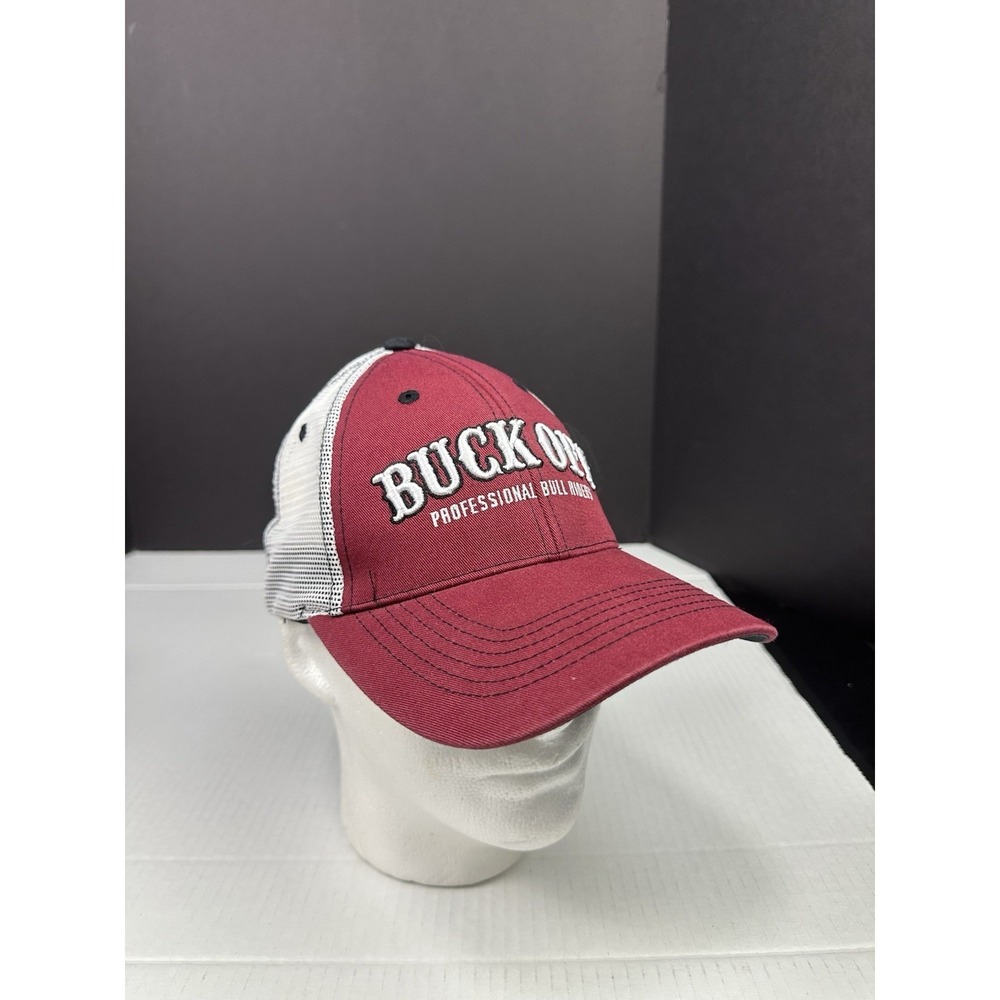 PBR Buck Off Trucker Hat Red White Mesh OSFM Strapback Pro Bull Riders Rodeo
